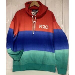 Polo Ralph Lauren Ombre Colorblock Sz L Pullover Hoodie Sweatshirt MSRP $168 NWT